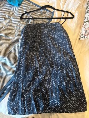 Abercrombie & Fitch Navy Blue Polka Dot Mini Linen Dress
